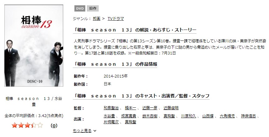 ドラマ 相棒 Season13の動画を全話無料視聴できる配信サイトまとめ